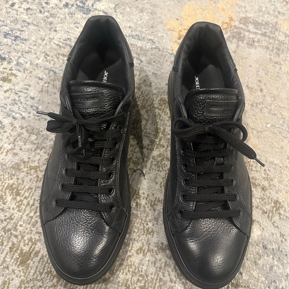 John Galliano Men's Black Leather Sneakers